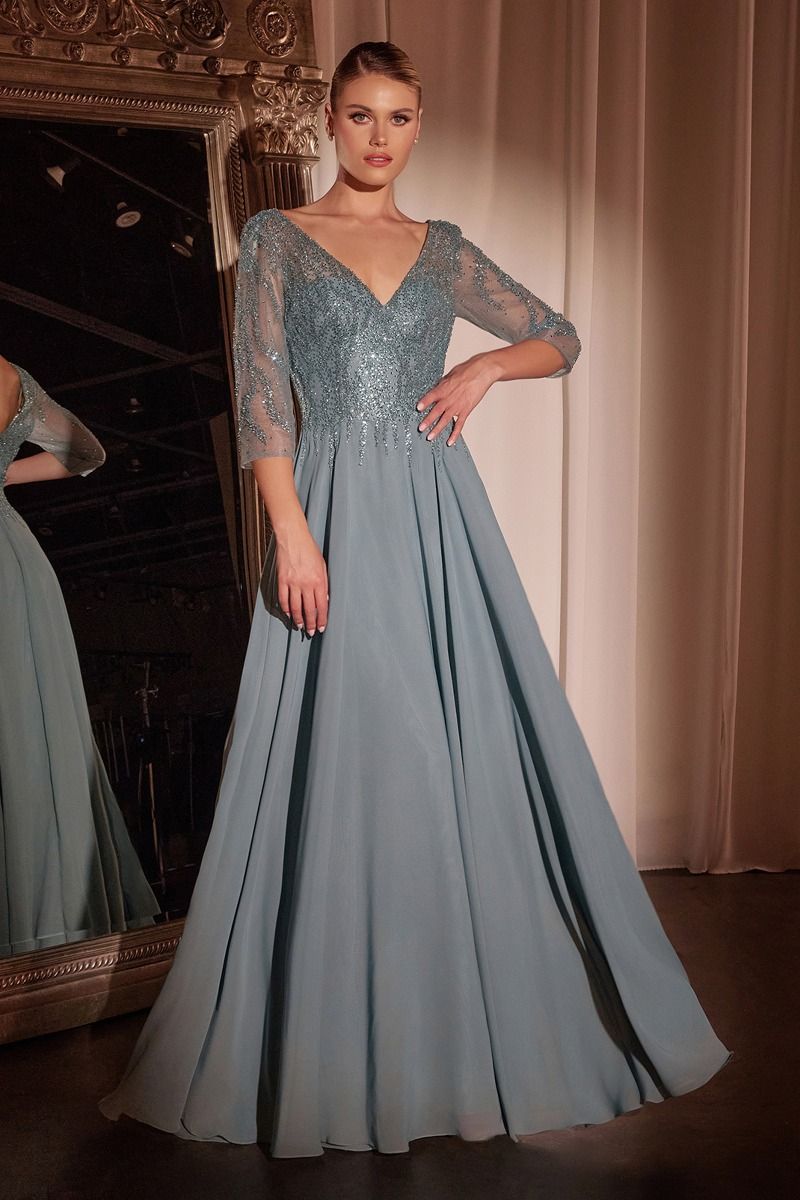 Chiffon A-Line Gown Long Sleeves CDCD0171-6